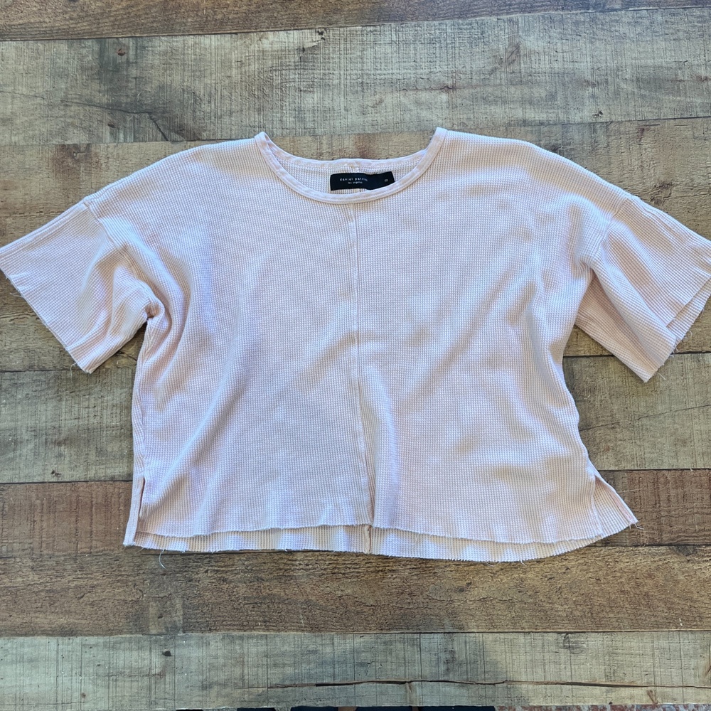 Daniel Patrick Pink Cotton Waffle Knit Flutter Sleeve Top Medium M - Picture 8 of 9